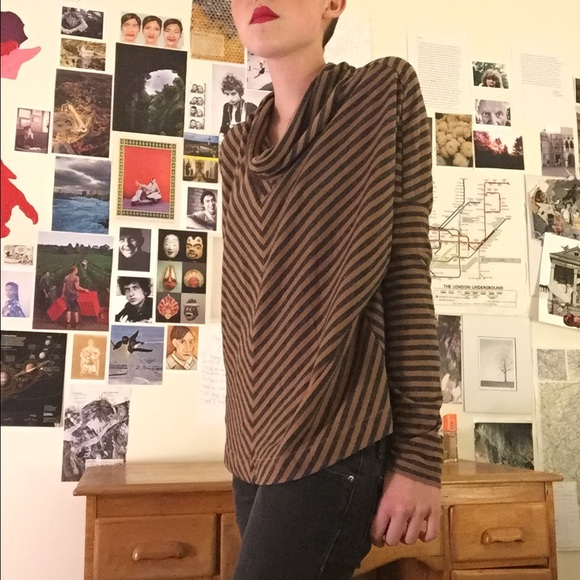 Chevron patterned cowelneck sweater