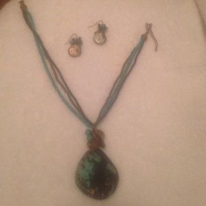 Turquoise matching earrings and necklace