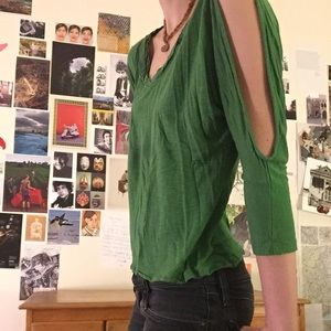 Kelly green slit sleeve top