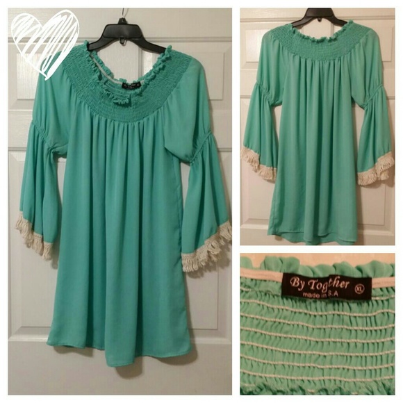 Dresses & Skirts - *SOLD* Boutique Aqua Dress Tunic XL