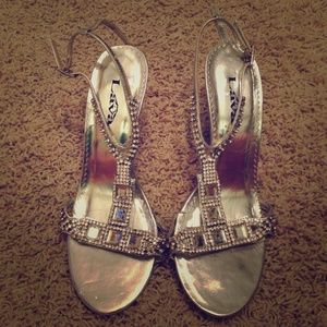 Silver Prom/pageant shoes with stones size 7