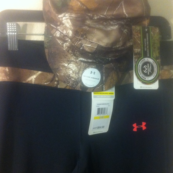 Under Armour fit compression pants camo med w hat