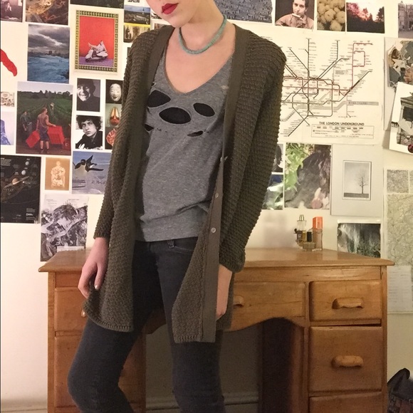 Olive loose knit cardi