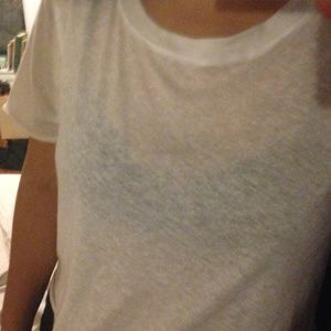 SHEER white crop tee shirt. Tissue thin!