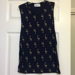Navy and gold giraffe print Muscle Tee