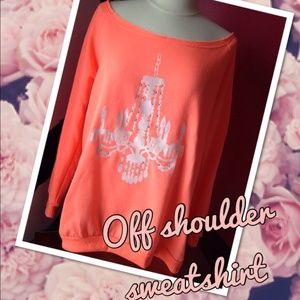 Off shoulder orange sweater