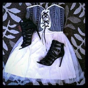 Black and white baby doll ruffled dress