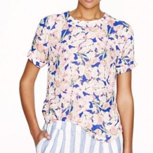 J Crew collection silk floral tee top size 0