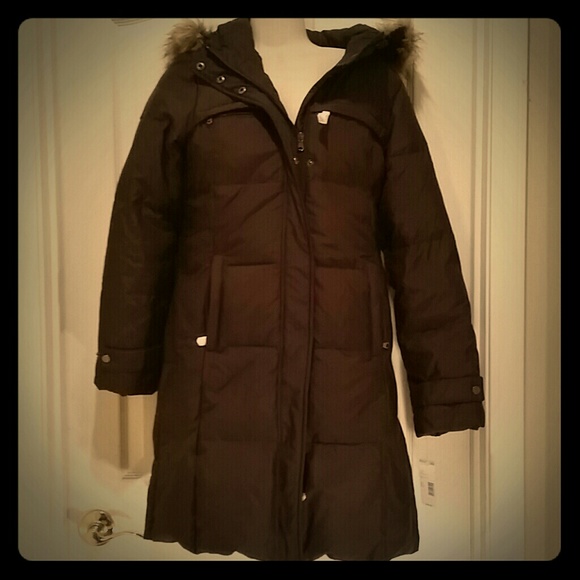 NWT $180 Long brown puffercoat