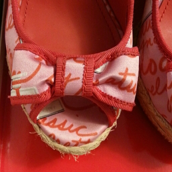Coach wedge heels pink red bow heels sz 7 - Picture 3 of 4