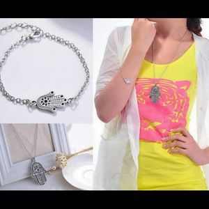 *REDUCED* Silver plated hamsa hand necklace only!