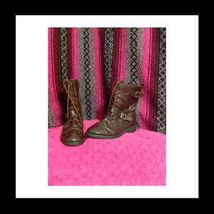 Brown combat boots