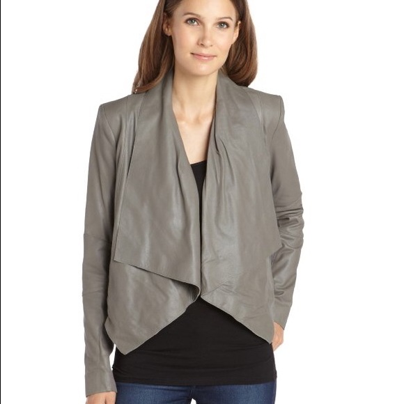 SZ XS BCBG MAX AZRIA LEATHER STONE DRAPE JACKET - Picture 1 of 3