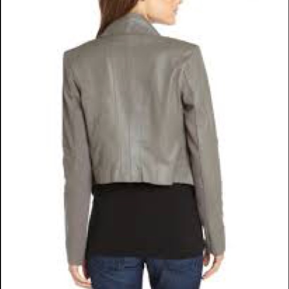 SZ XS BCBG MAX AZRIA LEATHER STONE DRAPE JACKET - Picture 2 of 3
