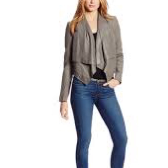 SZ XS BCBG MAX AZRIA LEATHER STONE DRAPE JACKET - Picture 3 of 3