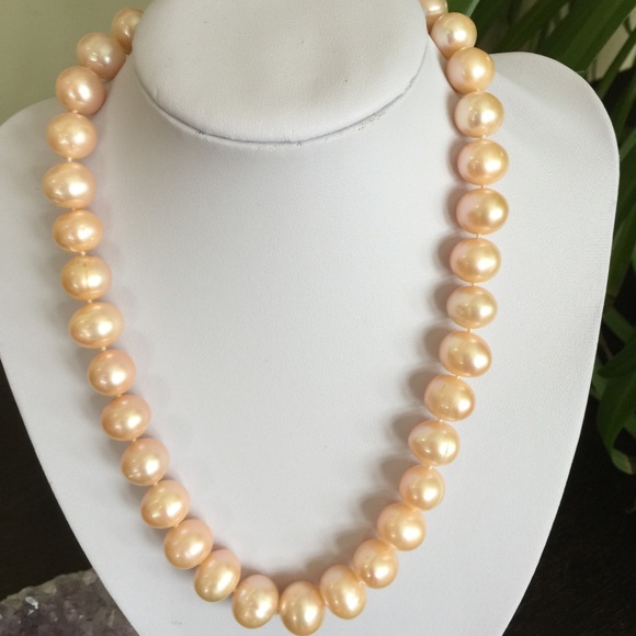 🎉2xHP🎉Rare 12-14mm Pink Pearl Necklace 925 Clasp - Picture 2 of 3