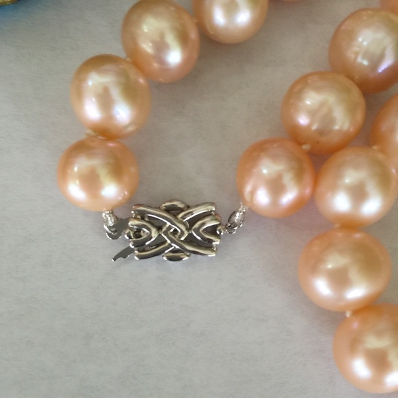 🎉2xHP🎉Rare 12-14mm Pink Pearl Necklace 925 Clasp - Picture 3 of 3