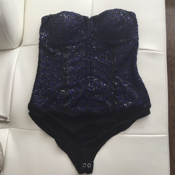 Black & blue sequenced bodysuit