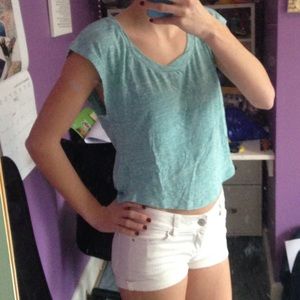 flowy blue cotton blouse