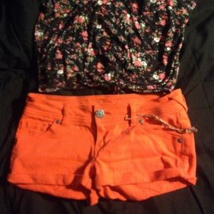 Bright orange shorts size 1
