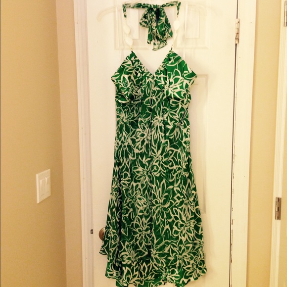 Perfect vacation dress!!  Green beaded halter.