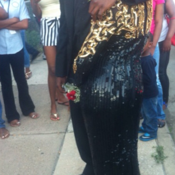 black vintage prom dress - Picture 3 of 4