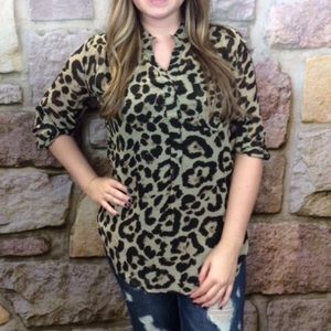 New Leopard Sheer Top 3/4 sleeve