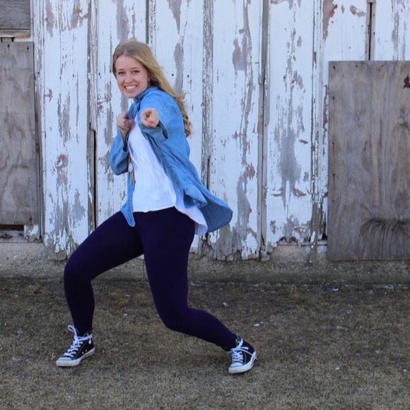 Eggplant Fleece-Lined Leggings - Picture 2 of 4