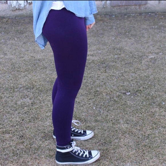 Eggplant Fleece-Lined Leggings - Picture 4 of 4