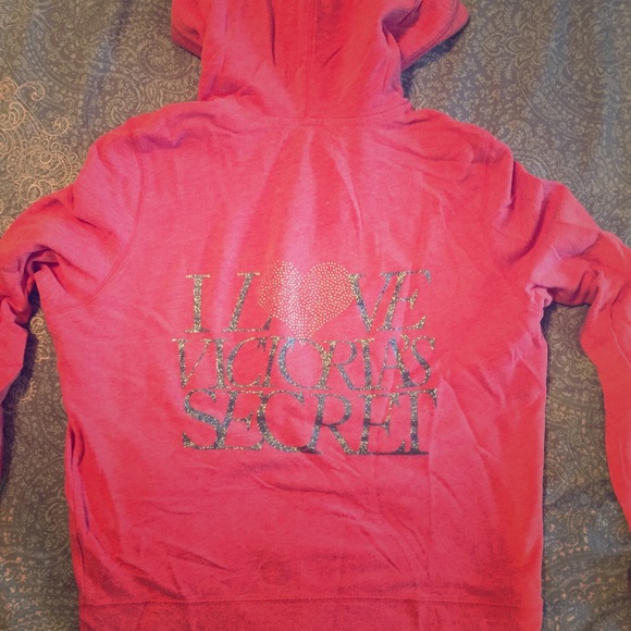 Coral Victoria's Secret zip-up sweatshirt
