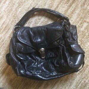 All black leather purse