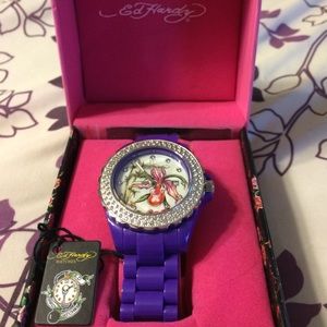 Ed Hardy purple banded watch NWOT