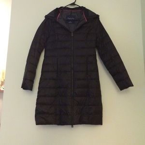 American eagle black long puffer coat size small