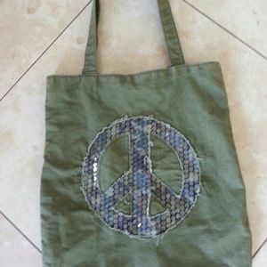 Peace Sign Canvas Tote Bag