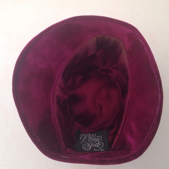 Plaza Suite NY 100% Wool Burgundy Flower Band Hat - Picture 3 of 4