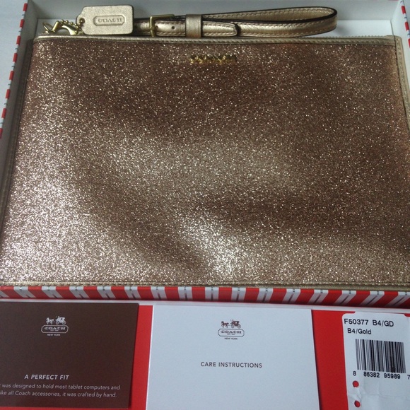 Coach Handbags - Large Coach Legacy Wristlet - Gold glitter