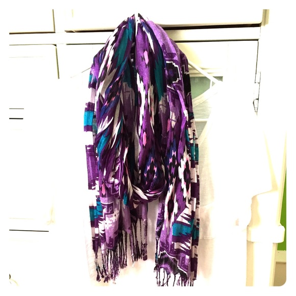 Purple Aztec patterned scarf