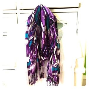 Purple Aztec patterned scarf