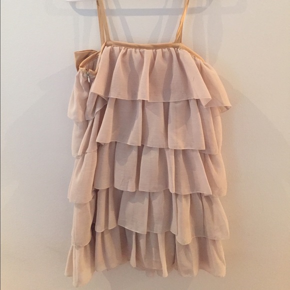 Gold/beige Ruffle Layered Dress - Picture 3 of 3