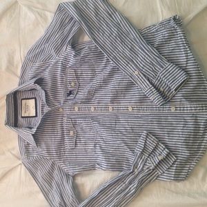 Blue and white striped collar shirt