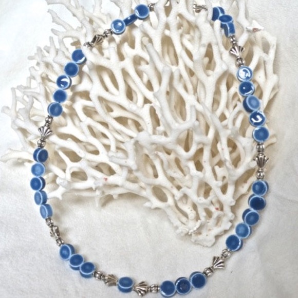 Cool Blue and Silver Beaded Necklace
