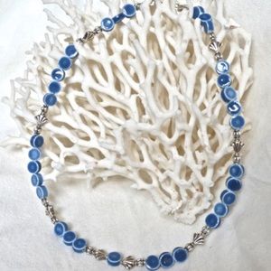 Cool Blue and Silver Beaded Necklace