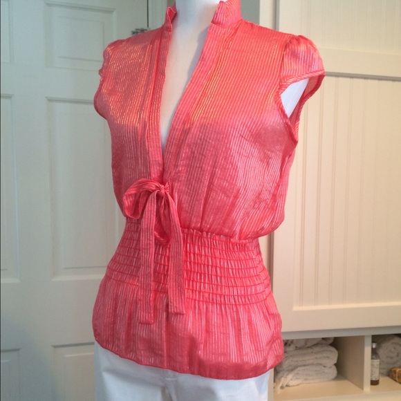 Coral Top with Metallic Sheen - Picture 2 of 4