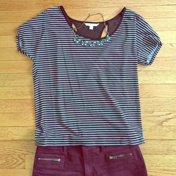 Navy and white striped shirt