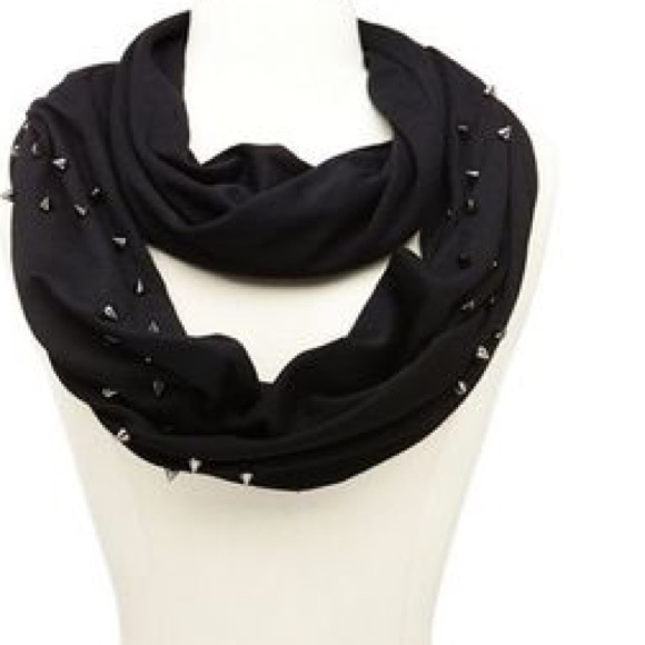 Accessories - Black Studded Infinity Scarf