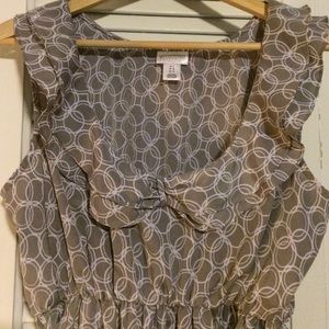 Motherhood Maternity gray & white tie blouse