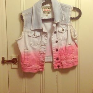 Dip-dye denim vest