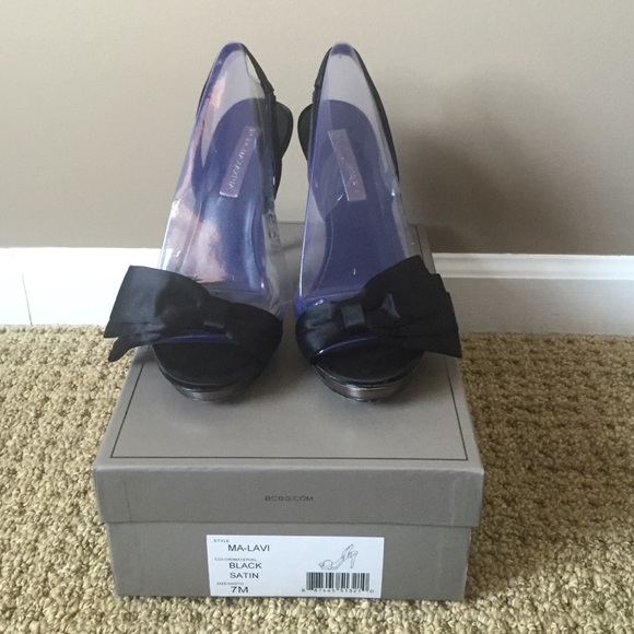 BCBG Lavi Sandal in Black Satin - Picture 2 of 4