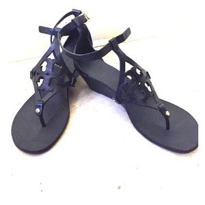 Tory Burch black wedges