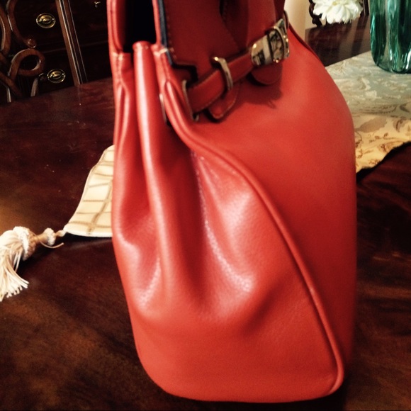 Orange Faux-Leather Shoulder Handbag - Picture 3 of 3